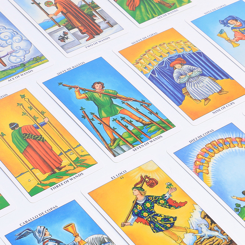 Cartas de tarot bilingües clássicas espanhol-inglês para jogos_voghion.com