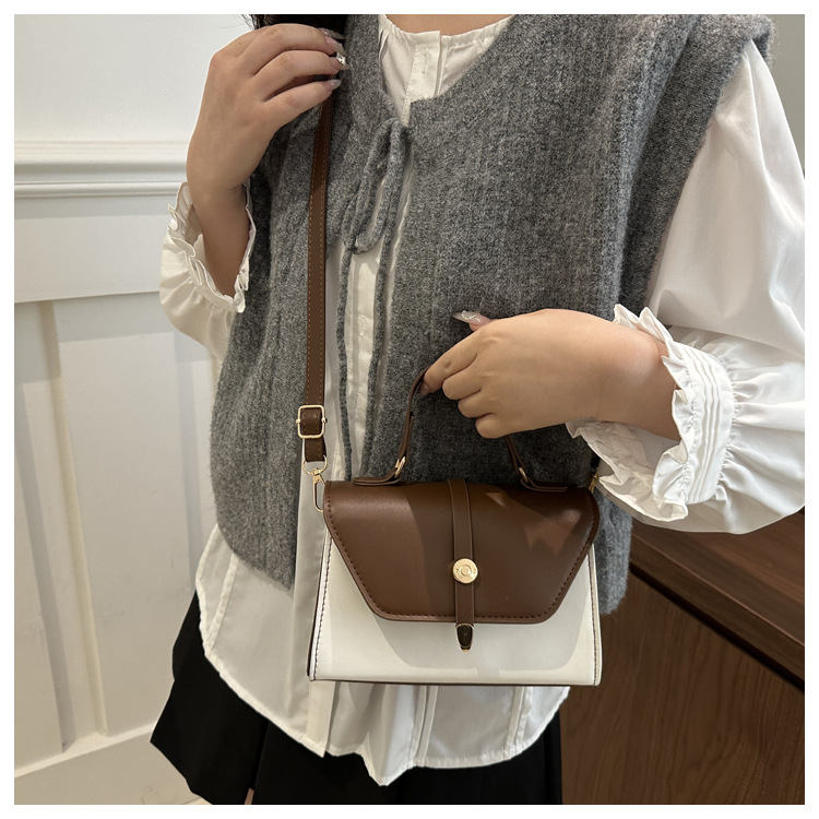 Women's Small Pu Leather Color Block Classic Style Square Magnetic Buckle Crossbody bag BAX display picture 16