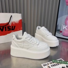 厚底真皮小白鞋女2024春季新款松糕底增高运动休闲鞋百搭系带板鞋