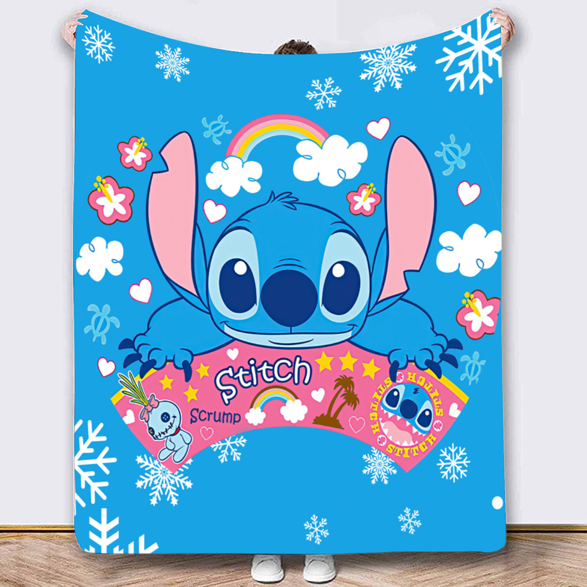Stitch crossover TEMU explosión manta impresión de dibujos animados Stitch anime franela manta sofá manta