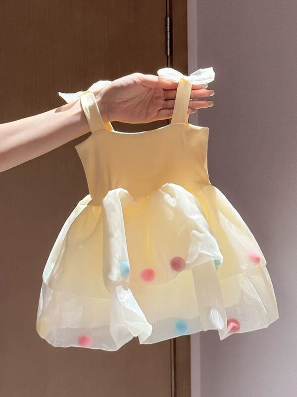 2026 Girls' Suspender Dress Summer New Style Sweet and Cute Colorful Polka Dot Puffy Skirt Fashionable Princess Dress 2026 Girls' Suspender Dress Summer New Style Sweet and Cute Colorful Polka Dot Puffy Skirt Fashionable Princess Dress
