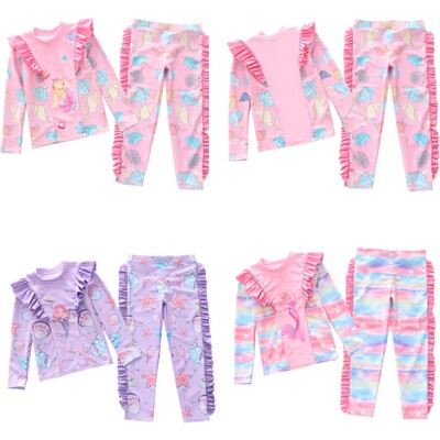 new pattern children Swimsuit girl Fission Long sleeve trousers Swimwear CUHK Sandy beach Lotus leaf Swimming suit