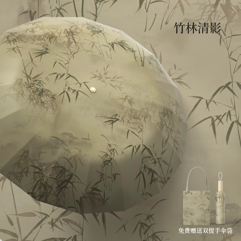 雨伞加大加固复古高颜值16骨彩胶太阳伞女生防晒防紫外线遮阳伞|undefined