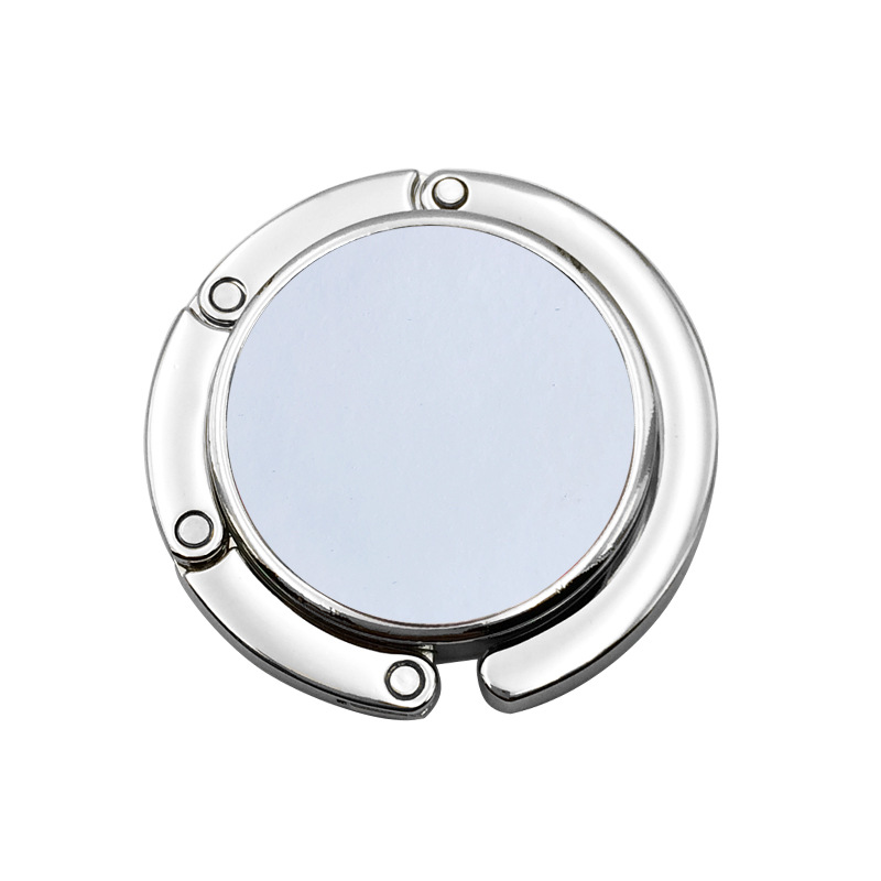 Venta caliente color sólido PU patrón imprimible de cuero Ronda plegable bolsa portátil gancho mesa lateral damas escritorio bolsa gancho