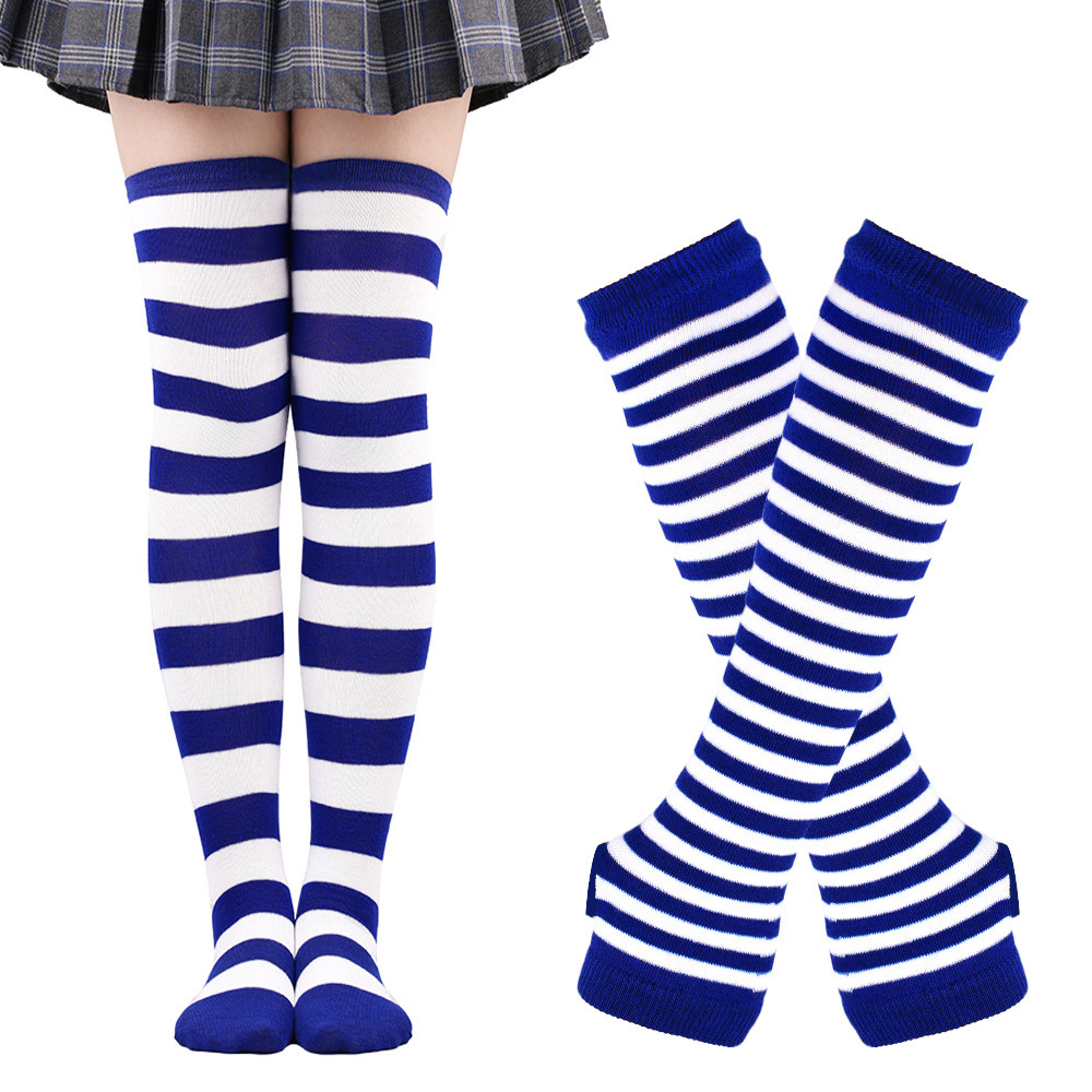 160g Weight Gloves, Socks Classification Socks Lingerie Type Polyester Cotton Fabric Type Stretchy Elasticity 1 Set Quantity Daily Occasion Comfort Function Stripe Pattern Summer, Spring, Autumn Season Women's Gender Simple Style Style Simple Style Women's Stripe Polyester Cotton Over The Knee Socks 1 Set 18