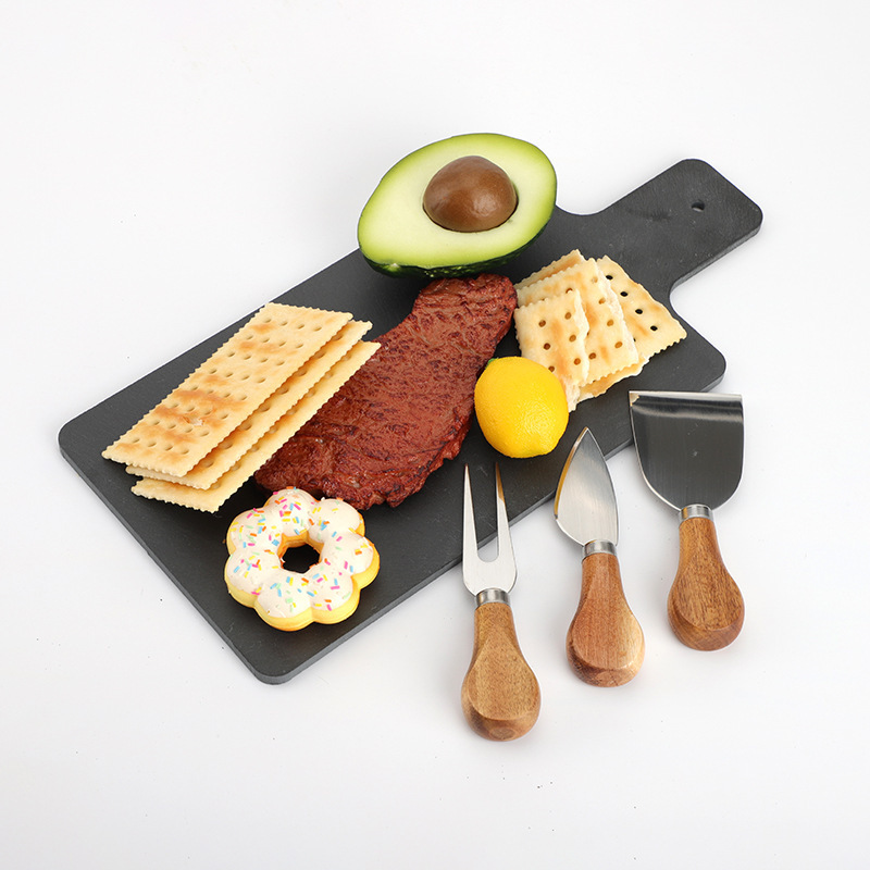 Slate Dinner Plate with Cheese Knife Set Creative Butter Plate Cookie Plate Cheese Plate Slate Dinner Plate with Cheese Knife Set Creative Butter Plate Cookie Plate Cheese Plate