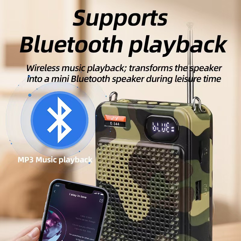 Amplificador Megáfono Bluetooth Inalámbrico de Plástico con Control Remoto para Exteriores