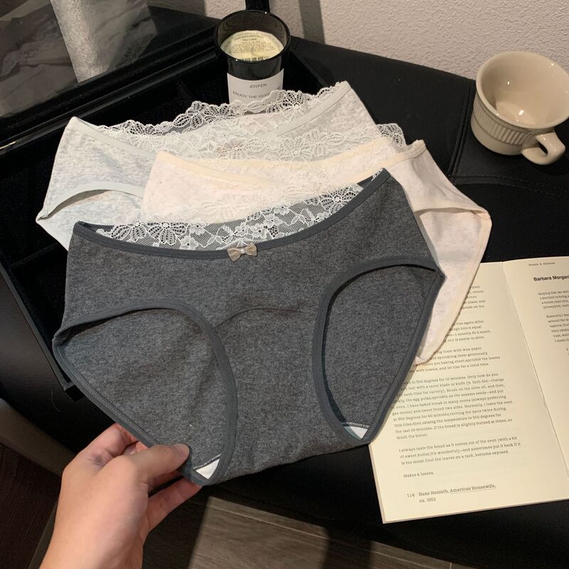 10A Japanese Style Autumn and Winter Panties for Women, Sexy Plus Size, Plus-Size Lace Cotton Panties for Women