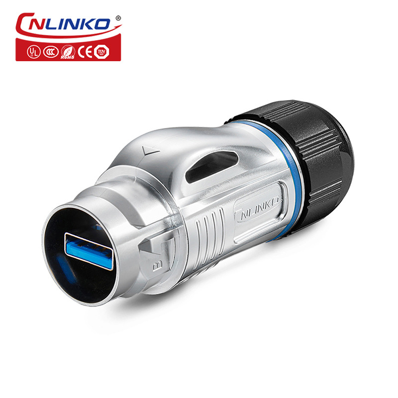 凌科BD24防水USB3.0連接器IP67戶外防水USB2.0雙母口接頭航空插頭