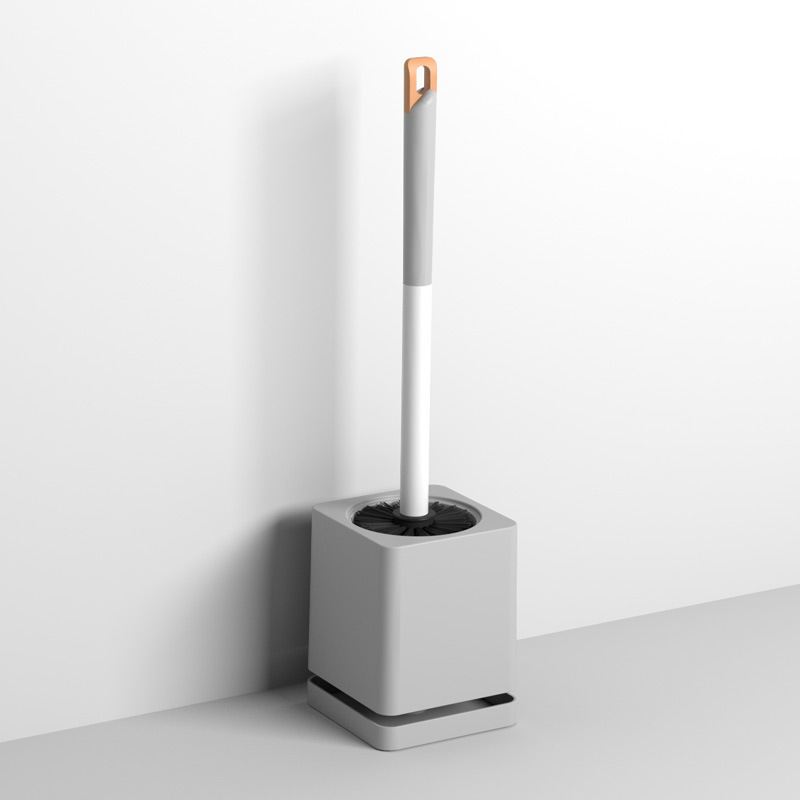 長い柄の便器のブラシは底を持って壁掛けに座ってブラシをかけます。|undefined
