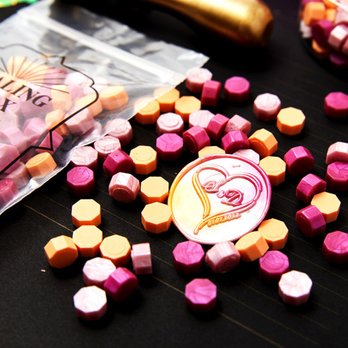 Fire seal wax particles in small bags, octagonal fire seal wax 100 capsules, sealingwax factory direct supply
