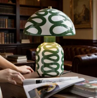Colorful Pottery Artist's Vintage Mushroom Table Lamp in Glazed Green with a High-End Feel, Suitable for Decoration, Reading, Study Room, Guesthouse, Bedroom, and Bedside Lamp