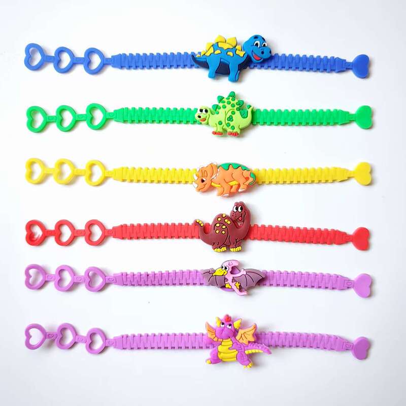 Amazon Cross-Border Three-Hole Peach Heart Pvc Bracelet Creative Wristband Dinosaur Handband Kidsren's Bracelet 2 Yuan Small Gift