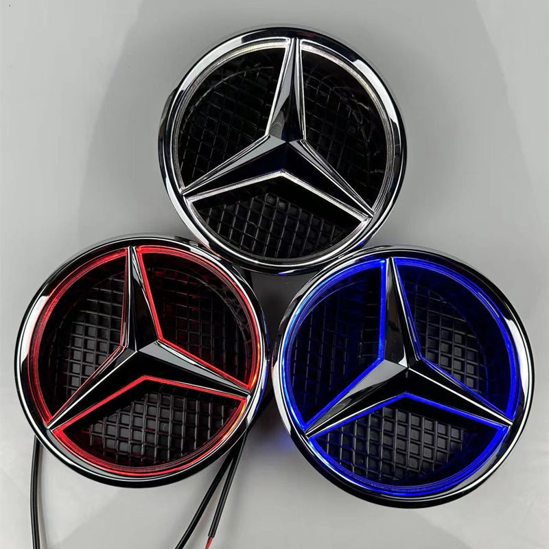 Suitable for Mercedes-Benz modified luminous LED middle net car logo A B C E GLK ML grade solid with light original car logo