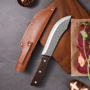 Forged Hammered Pattern Cleaver, Boning Knife, Meat Knife, Pig and Sheep Slaughtering Tool, Meat Cutting Knife, Heavy-Duty Butcher's Knife