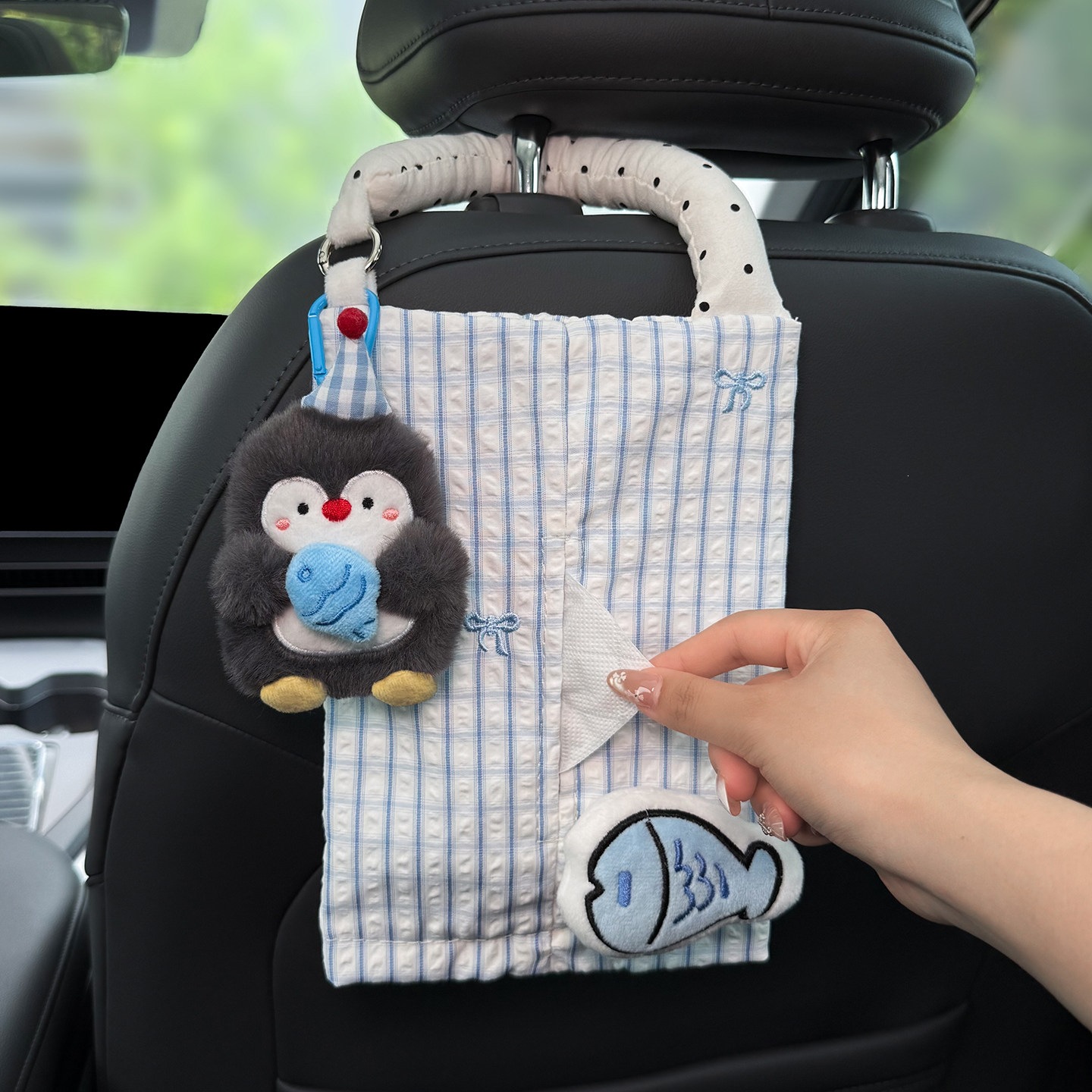 2026 Penguin Car Tissue Holder, Hanging Tissue Box for Front and Rear Car Seats, Cute Car Hook for Women
