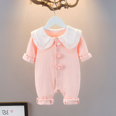 嬰兒衣服秋裝新生女寶寶連體衣公主超萌滿月百天外出哈衣春季爬服