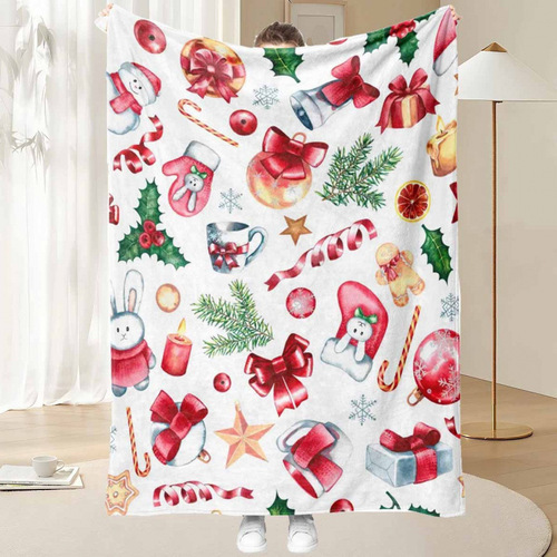 Temu Amazon Christmas Throw Blanket Winter Thick Comfortable Soft Fleece Blanket Cover Bed Sheet