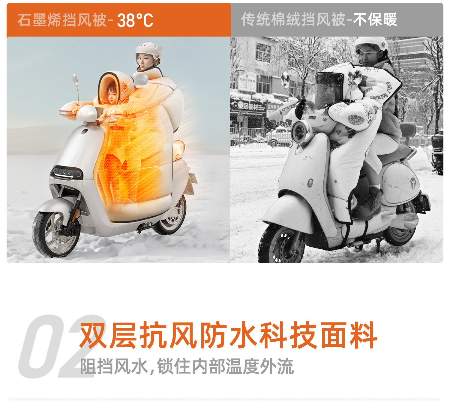 Graphene Children's Parent-Child Model] Electric Vehicle Windshield Quilt with Kidsren in Winter Fleece-Lined and Thickeneded Battery Motorcycle Waterproof