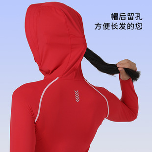 Ice-sensitive sunscreen clothing hooded pullover with zipper UV-resistant moisture-absorbing breathable top skin leather sports casual clothing