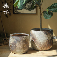 景德镇粗陶花盆大口径阳台创意摆件复古多肉陶瓷花坛家居装饰云霞