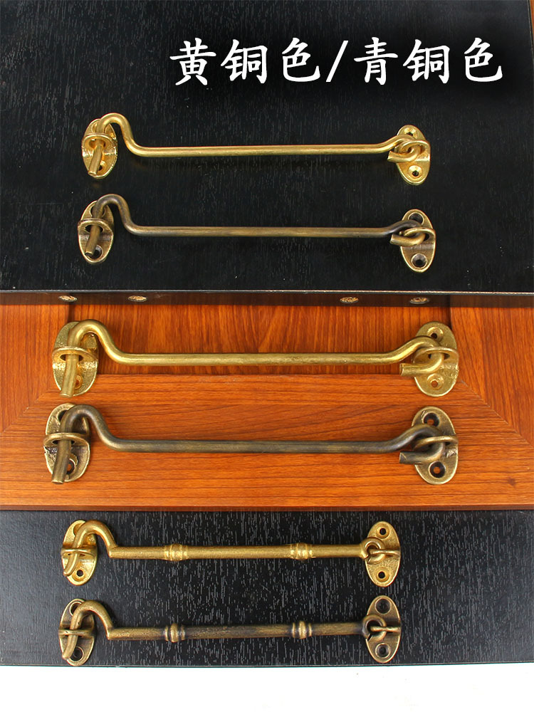 老式竹节风钩窗钩窗勾古铜门窗挂钩木窗窗户全铜防风钩风撑杆