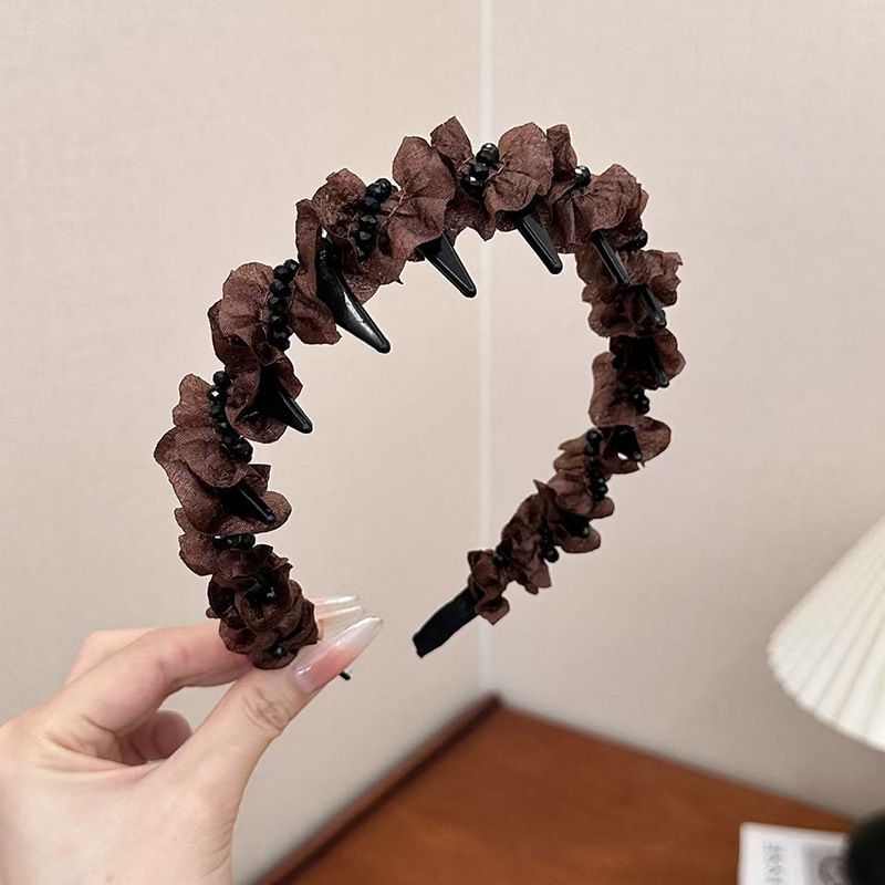 新しい絶妙なベルベットの歯付き波状ヘッドバンド、頑丈で多用途、高頭蓋、軽い高級ヘアバンド、ヘアピン、ヘッドバンド|undefined