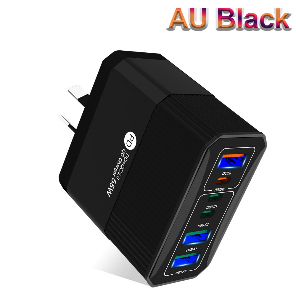 Зарядное устройство для мобильного телефона 3PD+3USB, быстрая зарядка для путешествий, зарядный блок PD55W QC3.0+PD25W