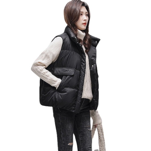 Pinghu Down Vest Women's High-End Women's White Duck Down Short Jacket Brown Down Vest Women's Vest