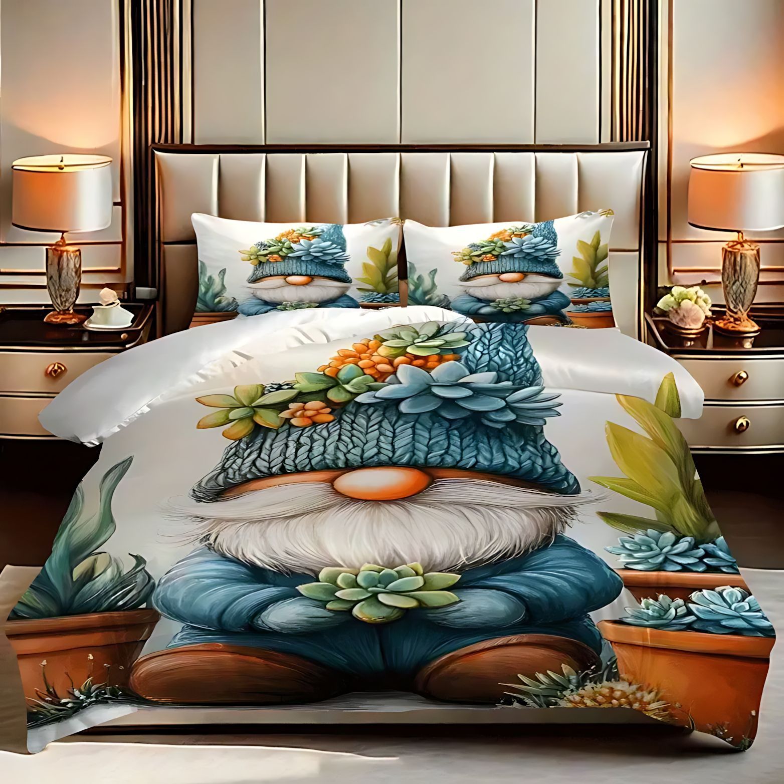 TEMU / JIT amazon adorable patrón enano impresión digital 3D Soft edredon kit para dibujar