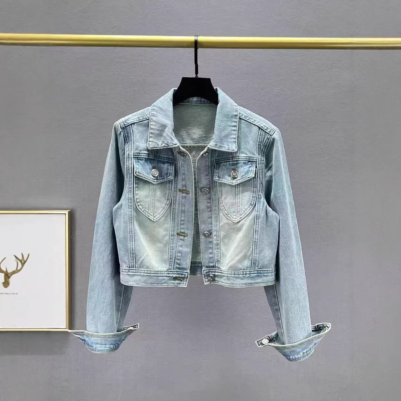 Sanlida Short Denim Loose Jacket 2025 Spring New Slim Fit Jacket Top Long