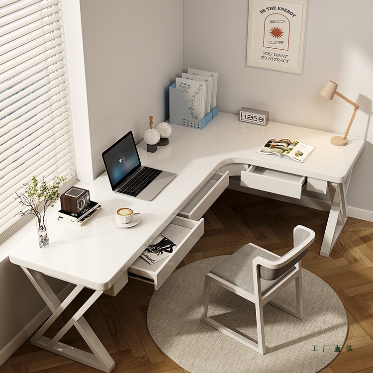 White Corner Desk Computer Desk Bedroom Corner Study Table Student Solid Wood Desk Home Simple Modern Customization