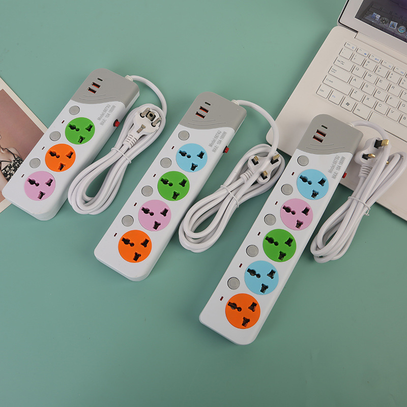 2USB + 1Type-C Interfaz de cinco interruptores múltiples con lámpara cuadrada bolsa de PVC