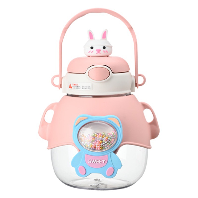 Vaso infantil con diseño de dibujos animados, con pajita, de gran capacidad, botella de agua de alta calidad para exteriores, vaso de plástico para estudiantes, vaso de regalo, venta al por mayor.