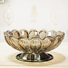 茶色北欧轻奢风果盘创意现代水晶玻璃水果盘客厅家用小号坚果果斗