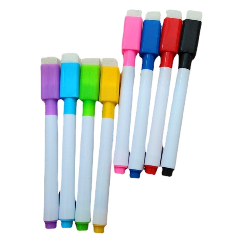Factory wholesale black color whiteboard pen creative with brush water-based small size erasable pen advertising LOGO printing