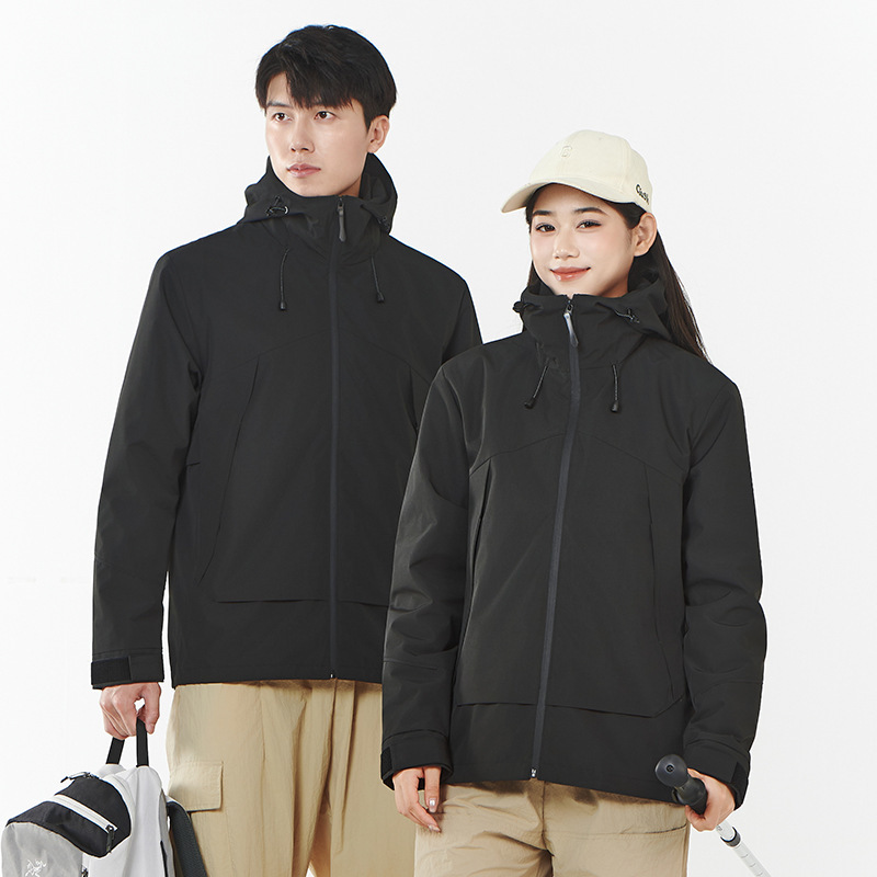High-Quality Outdoor Windproof Three-In-One Jacket for Women, New Hooded Soft Shell Jacket for Men, Waterproof Couple Mountaineering Jacket