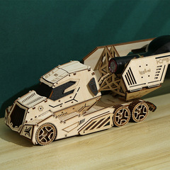 跨境新品 3D立體拼圖 木製玩具 益智拼裝玩具DIY創意卡車紅酒架