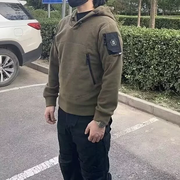 Осенью и зимой на открытом воздухе флисы с капюшоном свитер мужской свободный и удобный длинный рукав пуловер топ спортивный повседневный толстовка толстовка мужской