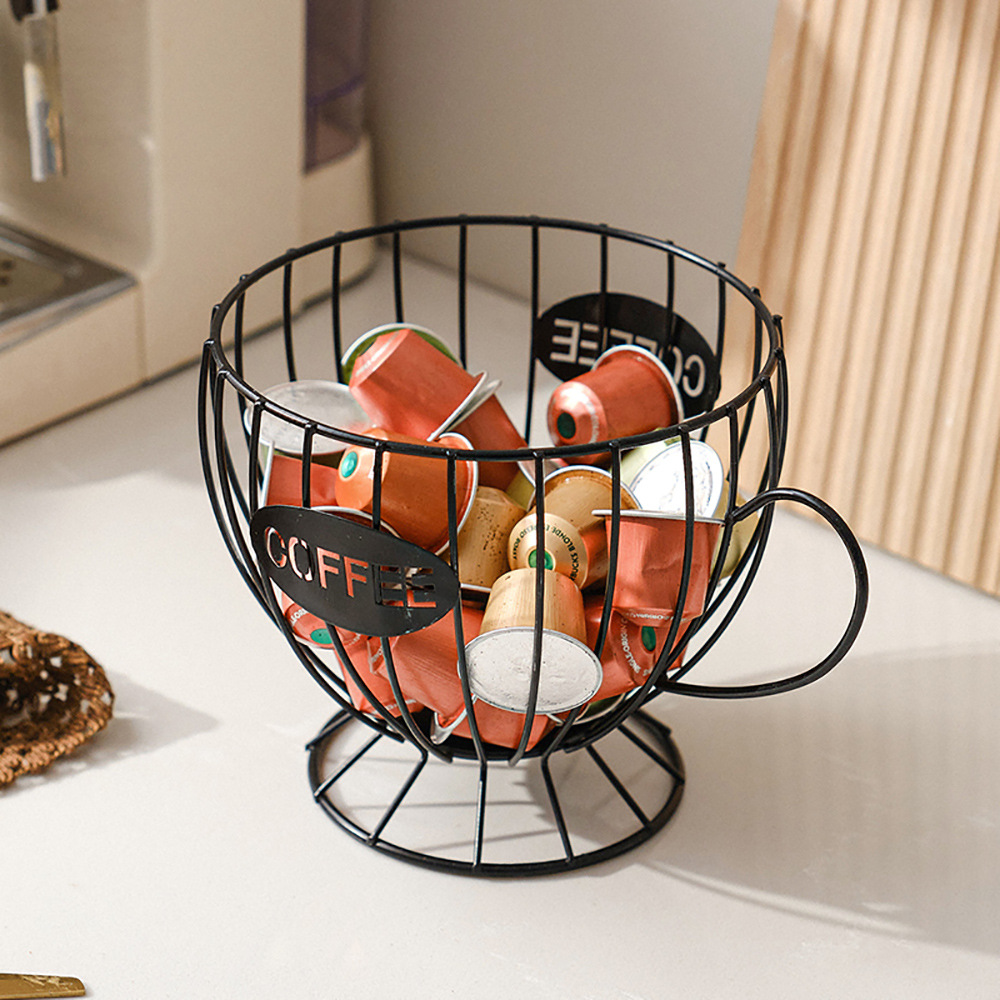 [Selección estricta] caja de almacenamiento de cápsulas de café de escritorio canasta metálica de almacenamiento de gran capacidad de oficina dormitorio canasta hierro