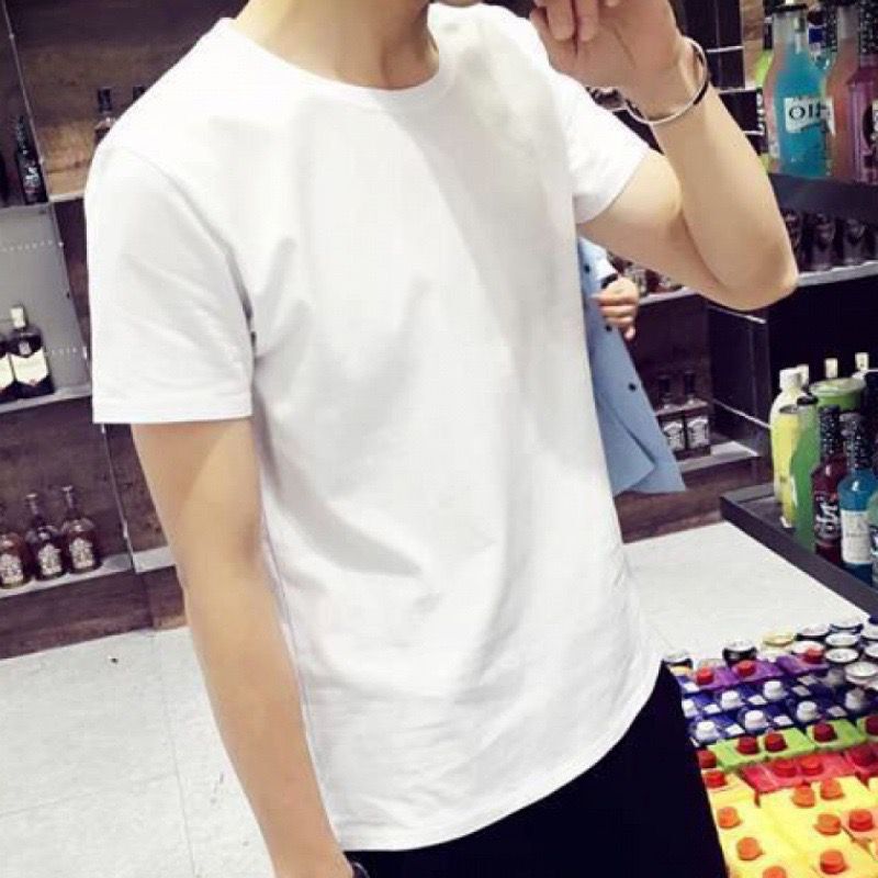 Ice Silk Elastic Solid Color Short-sleeved T-shirt Men's Summer Half-sleeved Thin Quick-drying Loose White T-shirt Slim-fit Cheap Short T-shirt