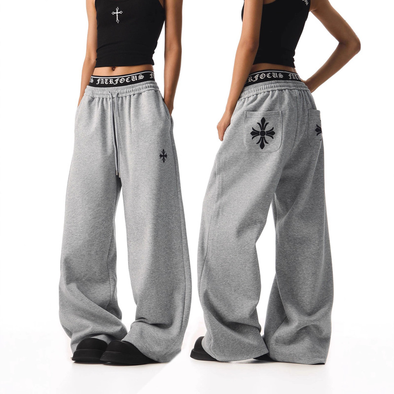 American Retro Spicy Girl Straight-Leg Dance Cross Double-Waistband Sweatpants Women's Loose Casual Lazy Drape Long Pants
