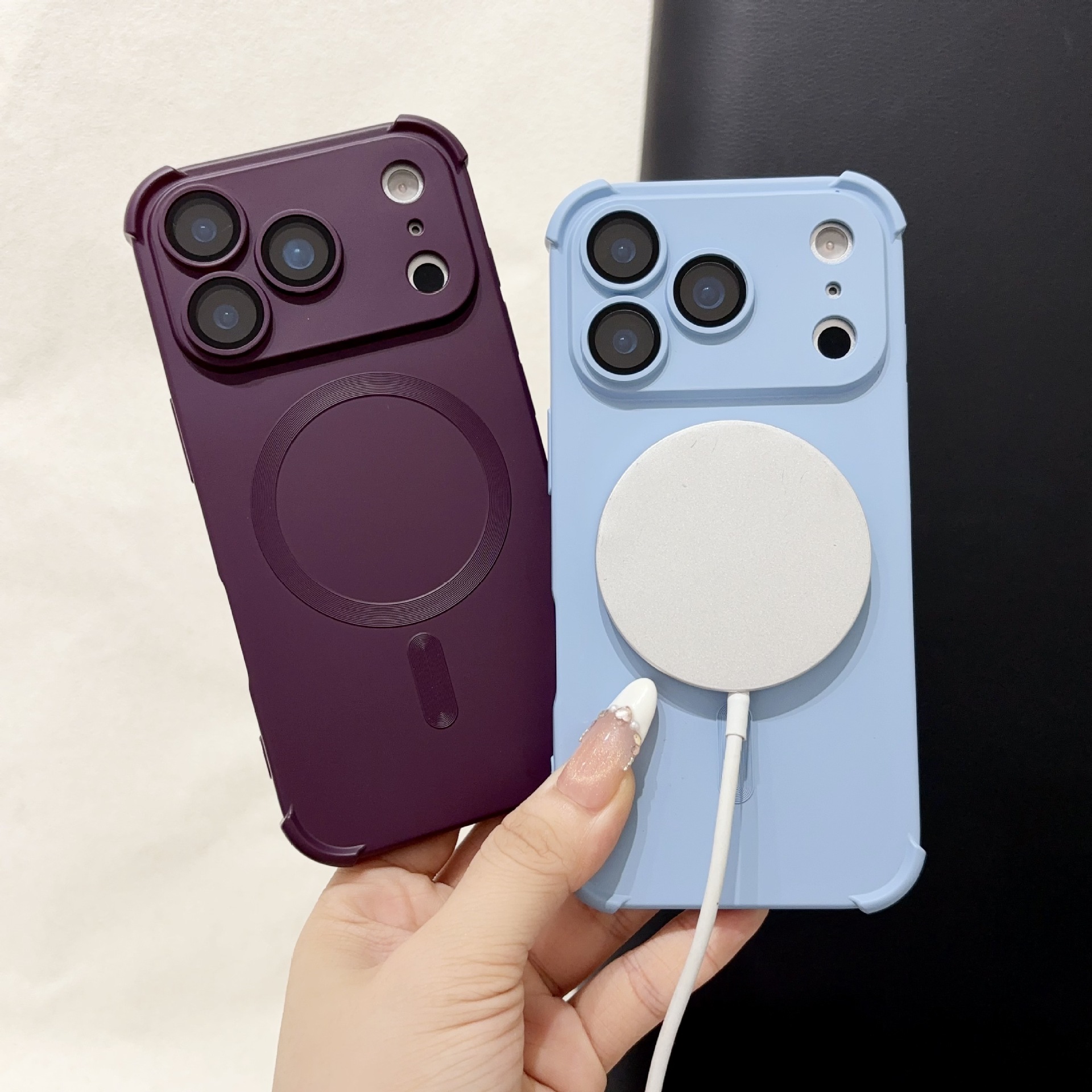 Funda para teléfono móvil iPhone 17 PRO, con airbag líquido, succión magnética en las cuatro esquinas, película protectora para la lente de Apple 16, funda protectora de cobertura total