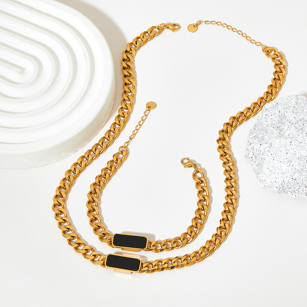 42g Weight 0.03µm-0.05µm Gold Plating Thickness PVD Coated Gold Plating Process Real Gold Plated Plating Material Shell Inlay Material Wholesale Jewelry Fashion Rectangle 304 Stainless Steel Shell 16K Gold Plated White Gold Plated Gold Plated Inlay Stainless Steel Jewelry Sets