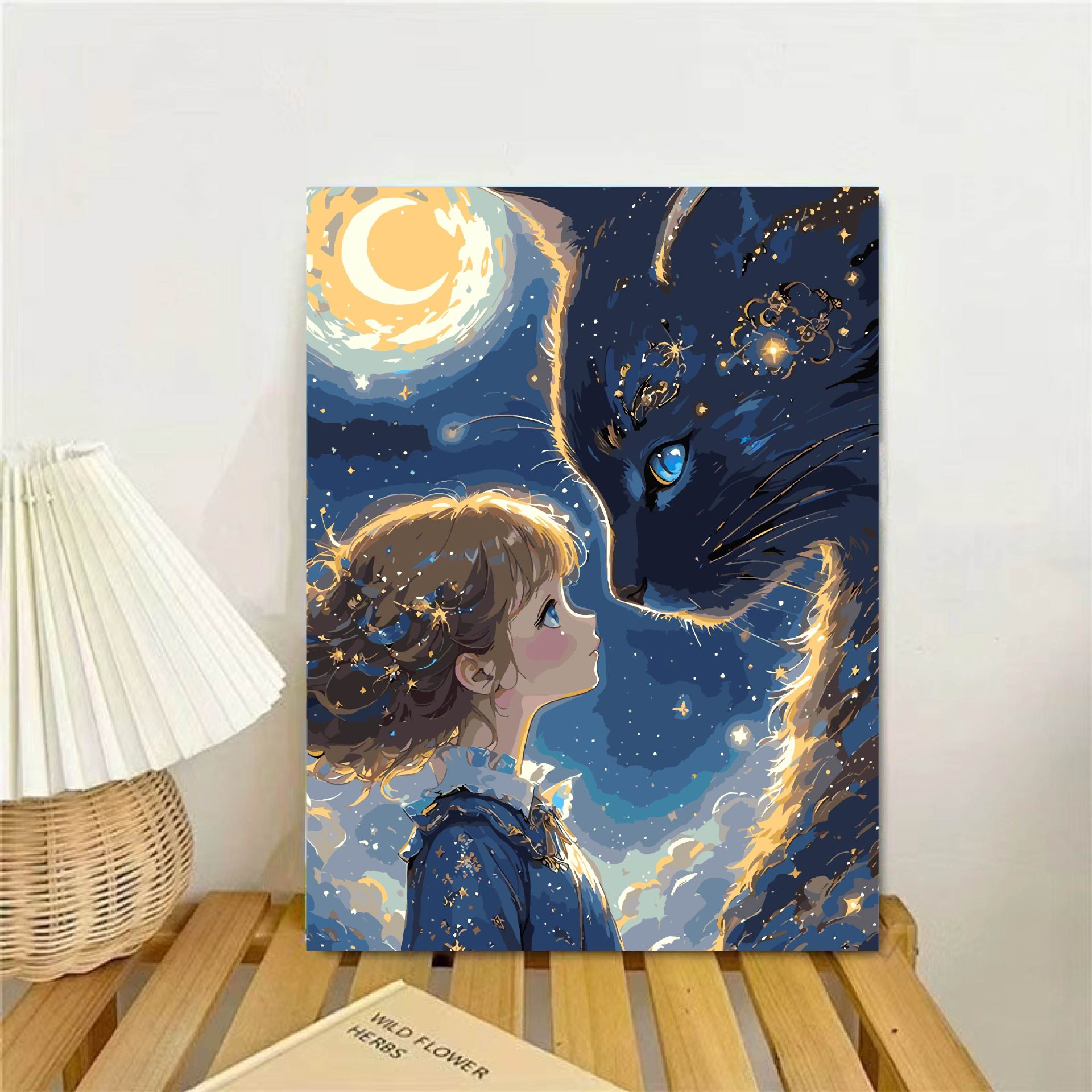 Gato chica pintura al óleo digital diy2025 nuevo sistema de curación para aliviar el aburrimiento pintado a mano relleno de pintura al óleo acrílico