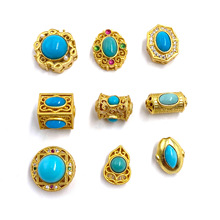 s925银镶嵌天然松石高档饰品配件吊坠手工diy项链手链隔珠吊坠