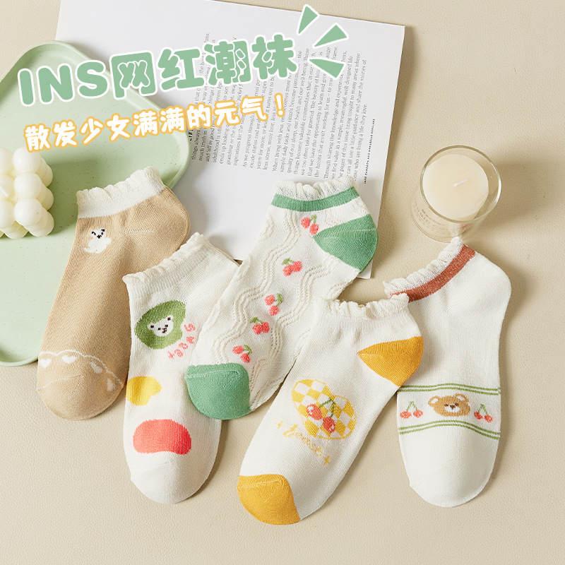 Linda chica primavera y otoño red de las mujeres calcetines de corte bajo rojo en calcetines japoneses invisibles de la parte inferior del barco de las mujeres de moda Calcetines calcetines de las mujeres del estudiante