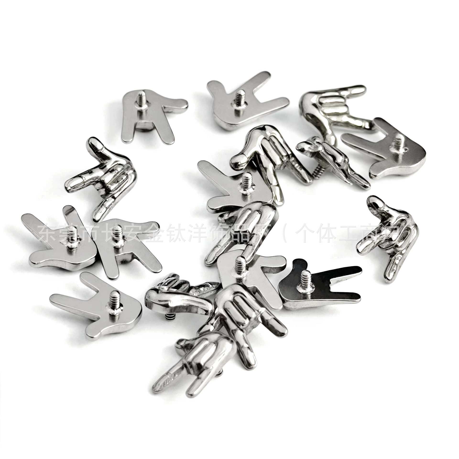 F136 Titanium Rock Gesture Funny Earring Nose Nail Lip Nail Ear Bone Nail G23 Titanium Alloy Body Piercing Jewelry detail image 7
