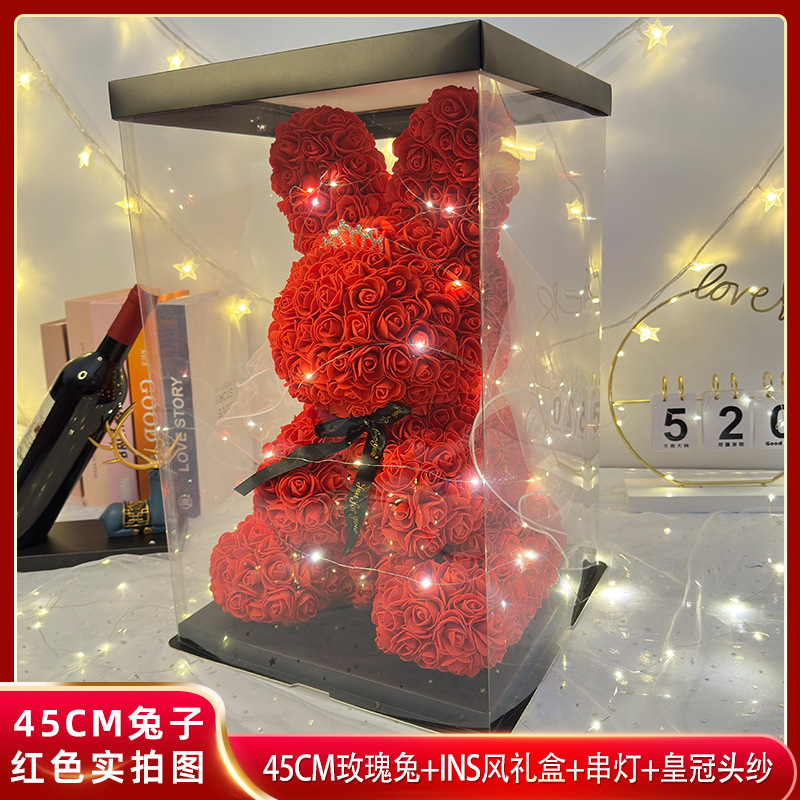 Flor eterna Rose Rabbit 520 Día de San Valentín Regalo de la madre Regalo de cumpleaños para novia Navidad Flor artificial creativa