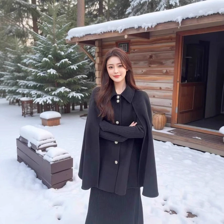 100 шерстяная накидка, шаль, верхняя одежда, белая универсальная короткая двусторонняя шерстяная верхняя одежда